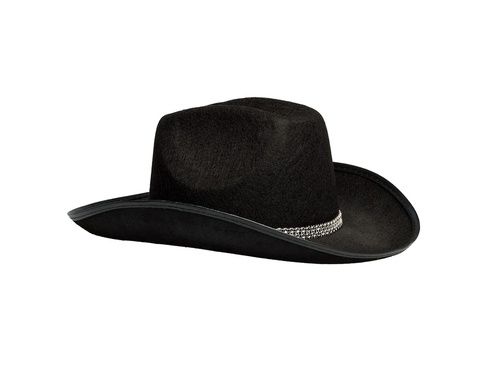 Cowboy kalap cirkonokkal fekete - 1 db.