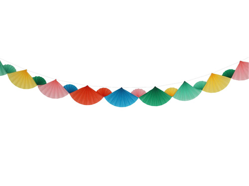 Színes rozettás papírfüzér - 400 cm - 1 db.