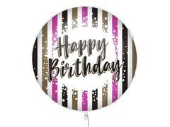 Boldog születésnapot csíkos fólialufi - 46 cm - 1 db.