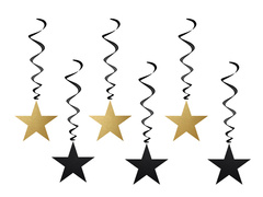 Akasztós dekorációs malac csillagok - 6 db.