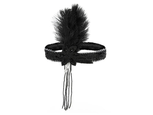 Retro 20-as évekbeli fejpánt fekete és ezüst - 1 db.