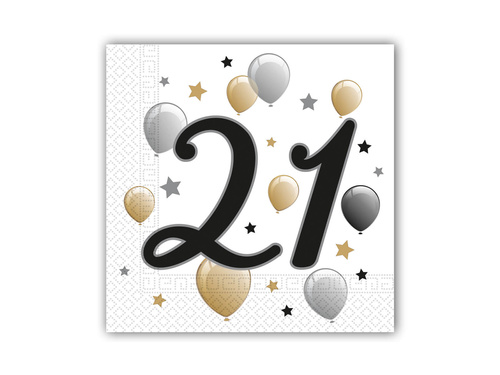 Huszonegyedik születésnapi szalvéta - 33 cm - 20 db.