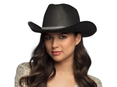 Cowboy kalap cirkonokkal fekete - 1 db.