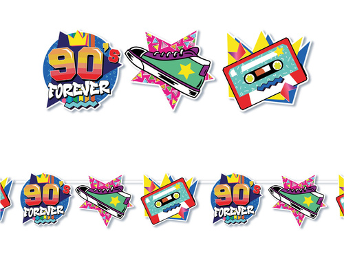 90's Forever papírfüzér - 300 cm - 1 db.