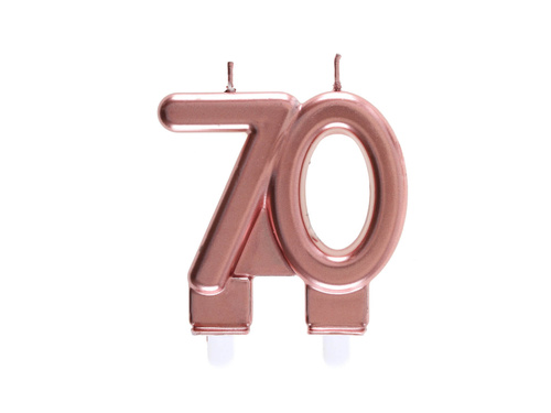 70. születésnapi gyertya rózsaarany - 7,5 cm - 1 db.