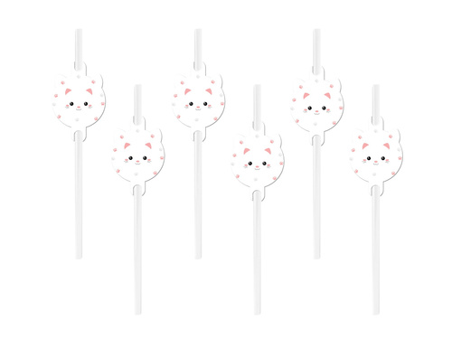 Édes cica születésnapi szívószálak - 6 db.