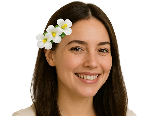 Hawaii virágos kitűző fehér - 1 db.