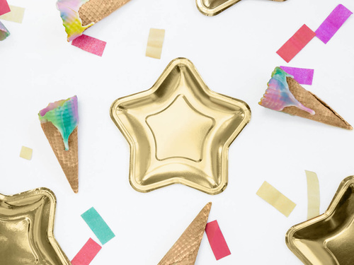 Papírtányérok születésnapra Csillag arany - 23 cm - 6 db.