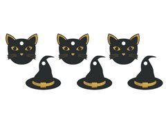 Palack medálok szalaggal A boszorkány és a macska - 12 db.