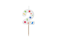 Kettes számú konfetti gyertya - 2 - 1 db.