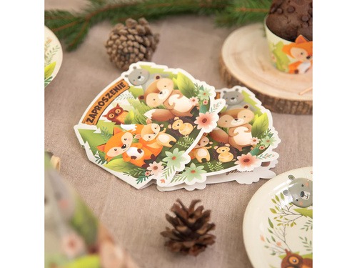 Zaproszenia urodzinowe Leśni przyjaciele - 6 szt.