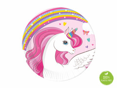 Egyszarvú születésnapi papírtányér - 20 cm - 8 db.