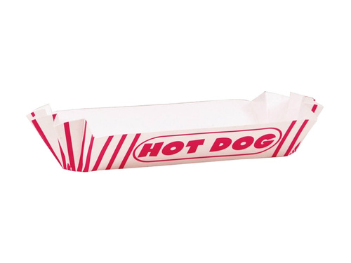 Piros-fehér csíkos hot dog tálcák - 8 db.