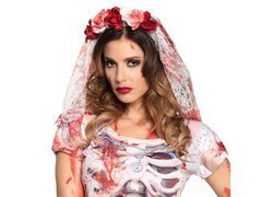 Fejpánt véres fátyollal és rózsákkal - 1 db.