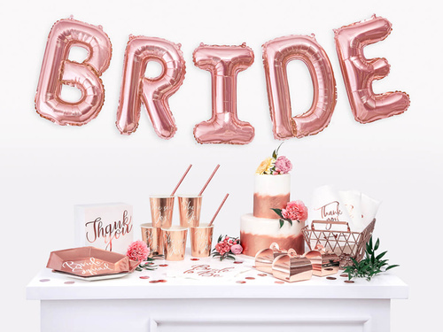 Fólia lufi 'E' betű rózsaszín és arany - 35 cm