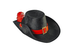 Muskétás kalap piros tollal - 1 db.