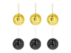 Arany és fekete tükör diszkógömbök - 7 cm - 6 db.