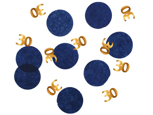 Születésnapi konfetti harmincadik születésnapra tengerészkék és arany - 25g