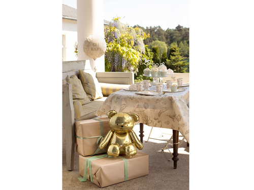 Teddy maci álló fólialufi - arany - 43 x 53 cm - 1 db.