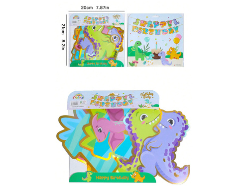 Dinoszaurusz boldog születésnapot füzér - 500 cm - 1 db.