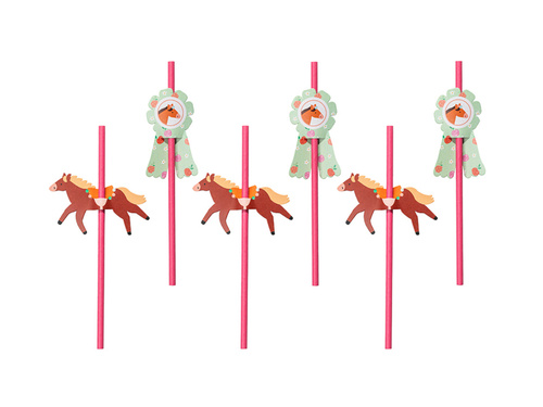 Születésnapi szívószálak lovak - 6 db.