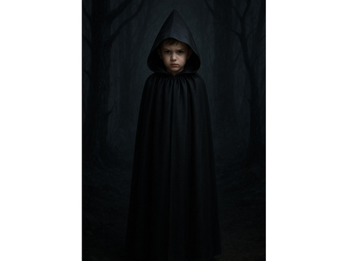 Fekete kapucnis köpeny