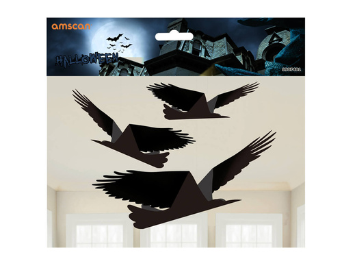 Lógó dekoráció Varjak Halloweenre - 3 db.