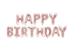 Fólia léggömb arany rózsaszín Boldog születésnapot 340x35 cm