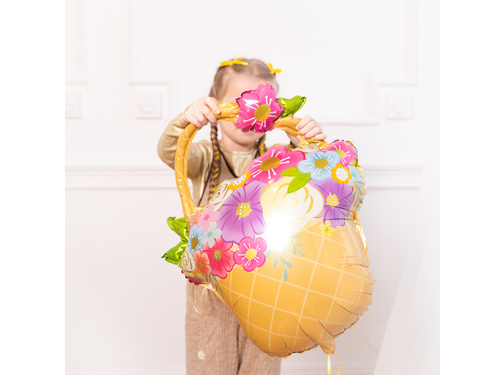 Fólialufi kosár virágokkal - 53x69 cm - 1 db.