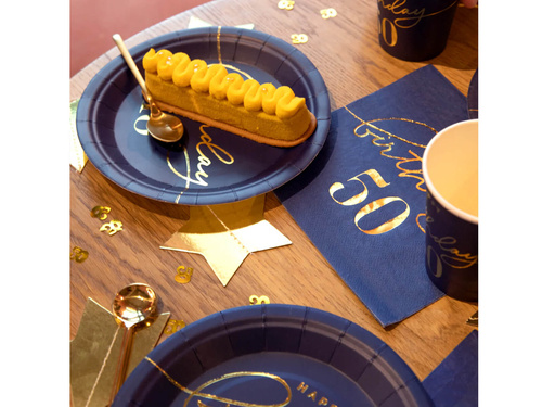 Ötvenedik születésnapi szalvéta tengerészkék - 33 cm - 10 db.