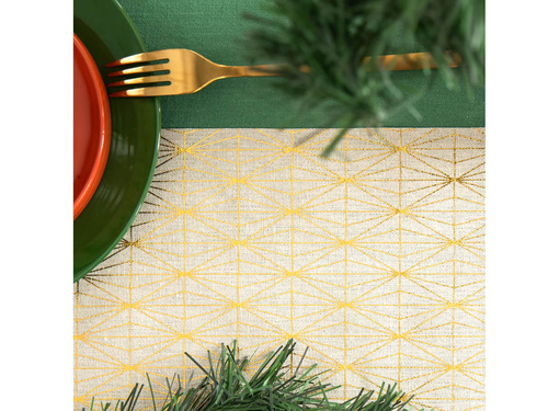 Asztali futó dekoráció Arany rombuszok - bézs - 28 cm x 275 cm - 1 db.
