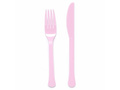Világos rózsaszín műanyag evőeszközök - 24 db.