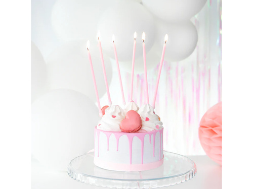 Születésnapi gyertyák hosszú rózsaszín - 15 cm - 8 db.