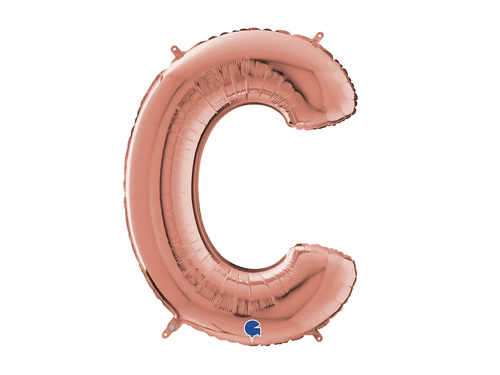 Fólia lufi C betű rózsaszín arany - 66 cm - 1 db.