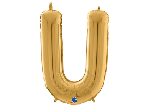 Arany U betűs fólialufi - 102 cm - 1 db.