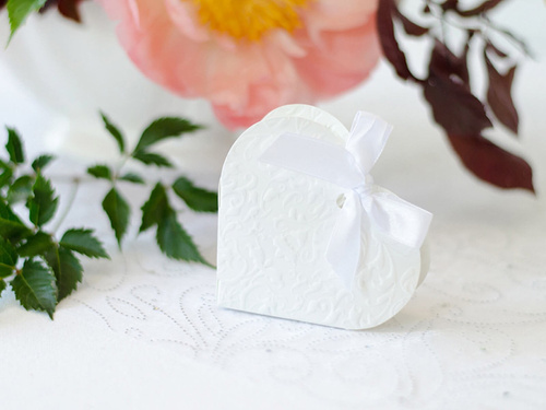 Fehér szív vendégdobozok - 10 db.