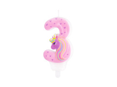 Egyszarvú számgyertya - 3 - három