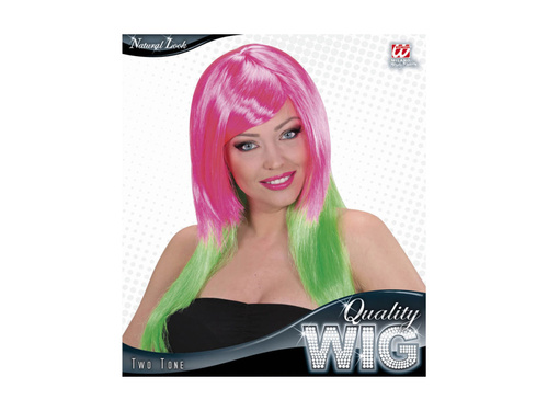 Rózsaszín és zöld kéttónusú paróka