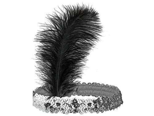 Retro ezüst toll és flitteres fejpánt - 1 db.