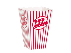 Piros-fehér csíkos popcorn dobozok - 10 db.