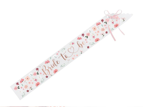 Virágos szíj menyasszonyi felirattal - 1 db.