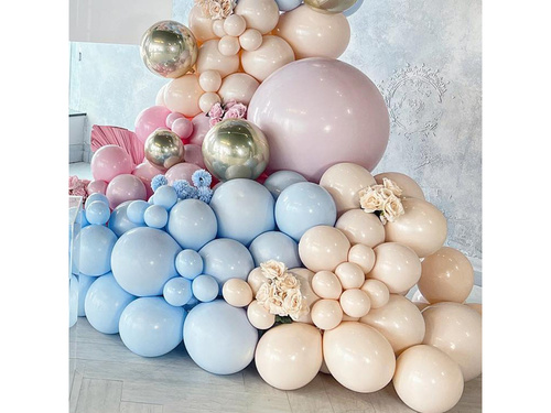 Léggömb girland léggömb készlet rózsaszín, kék és krém - 125 db.