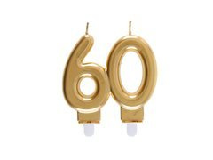 Arany 60. évfordulós gyertya - 7,5 cm - 1 db.