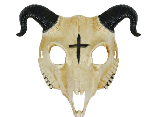 Koponya maszk szarvakkal Halloweenre - 1 db.