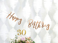 Aranyszínű rózsaszín banner Happy Birthday felirattal - 62 cm - 1 db.