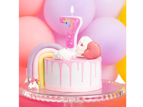 Egyszarvú számgyertya - 7 - hét - hét