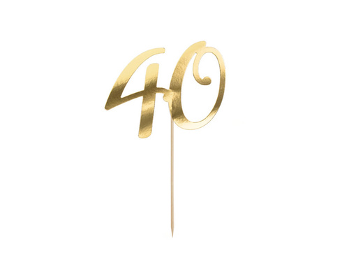 Negyvenedik születésnapi tortadísz arany - 20,5 cm - 1 db.