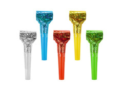 Holografikus roll-out trombitasípok - 5 db.