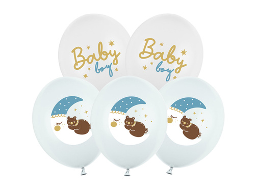 Baba fiú latex lufi készlet mackóval - 30 cm - 6 db.