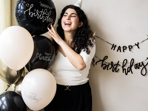 Boldog születésnapot fólialufi fekete - 45 cm - 1 db.